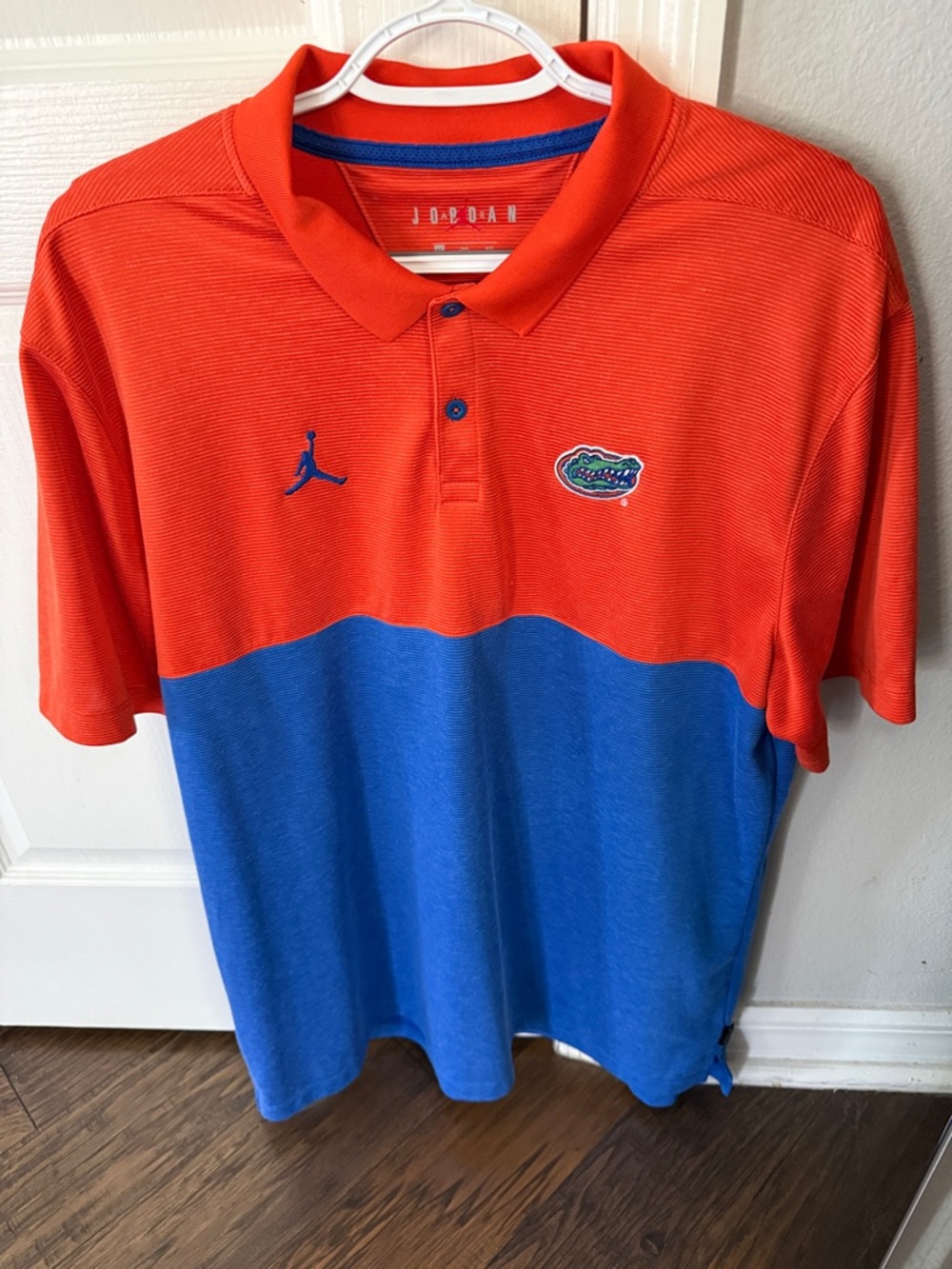 Jordan Two-Tone Orange and Blue Polo with Embroidered Florida Gator Logo